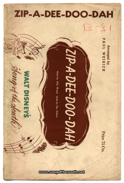 Song Of The South Memorabilia Zip A Dee Doo Dah Orchestra 1946