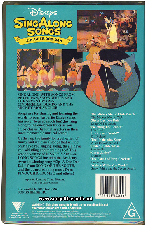 Song of the South Memorabilia: Sing Along Songs: Zip-A-Dee-Doo-Dah (c.1994)